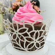 CozyT 50 PACK Flowers Design Cupcake Wrappers Artistic Bake Cake Paper Cups Vine Lace Laser Cut Liner Baking Cup... N9