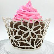 CozyT 50 PACK Flowers Design Cupcake Wrappers Artistic Bake Cake Paper Cups Vine Lace Laser Cut Liner Baking Cup... N10
