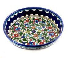 Blue and White Flowers Bowl. Armenian Ceramic