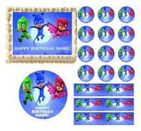 Flying PJ MASKS Edible Cake Topper Image Frosting Sheet Cake Cupcakes NEW Best Selling Prod (Cupcakes ( 2&quot; 12...