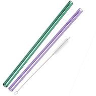 Hummingbird Glass Straws with Cleaning Brush (2 Pack), 8" x 9.5mm, Blue N21