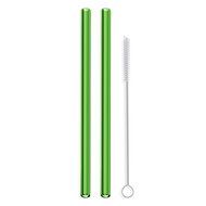 Hummingbird Glass Straws with Cleaning Brush (2 Pack), 8" x 9.5mm, Blue N22