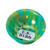 Dozen Camo Camouflage "US HERO" Dog Tag Design Plastic Party Bowls