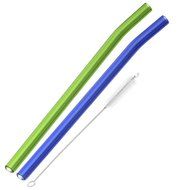 Hummingbird Glass Straws with Cleaning Brush (2 Pack), 8" x 9.5mm, Blue N25