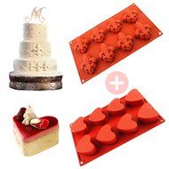 Silicone Baking Mold [2 PACK],2win2buy 8-Cavity Fleur-de-lis &amp; Heart-shape Silicone Bakeware Ice Cube Mold for...