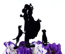 LOVENJOY with Gift Box Love Her Love Her Dog Silhouette Acrylic Wedding Engagement Cake Decoration Topper Black... N12