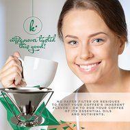 Pour Over Coffee Filter - Stainless Steel Drip Cone Dripper with Stand. Paperless, Reusable, Dual Filter Micro-Mesh... N8