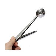 TXIN 2 in1 Stainless Steel Ground Coffee Measuring Scoop Spoons Bags Seal Clip Silver N7