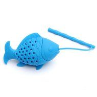 gangnumsky-Unique Cute Tea Strainer, Interesting Life Partner Cute Blue Fish Mr Teapot Silicone Tea Infuser Filter...