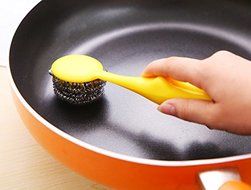 BeautyMood 4 Pcs Shy Villain Shape Scrub Buds Cleaning Ball Cleaning Brush Steel Wire Ball Poleaxe Cup Brush Pot... N5