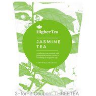Jasmine Tea 3 oz, By Higher Tea (40 Cups) Certified Organic Premium Loose Leaf Tea, Resealable Bag