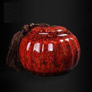 Dehua Porcelain Top Grade Chinese Kiln-change Porcelain Canister/tea Canister/ceramic Gift (red) N3