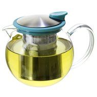 FORLIFE Glass Teapot with Basket Infuser, 25 oz., Turquoise N12