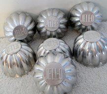 7 Original Jell-o 1930's Single Serve Fluted Vintage Tin Ware Molds 3 " wide and 2 3/4 " deep N4