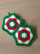 Crochet pot holders in Christmas motive, crochet potholders N3