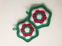 Crochet pot holders in Christmas motive, crochet potholders N6