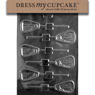 Dress My Cupcake DMCS099SET Chocolate Candy Mold, Lacrosse Lollipop, Set of 6