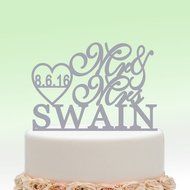 ivisi Personalized Wedding Cake Topper Monogram Last Name Surname Decoration Anniversary Gift (Design10)