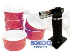Smoq Afficio SMQ-127 Precision Culinary Torch with Creme Brulee Ramekins (Red Ramekins) N2
