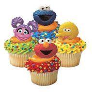 Sesame Street 24 Cupcake Rings Elmo Big Bird Birthday bag Fillers Favors, Prizes N2