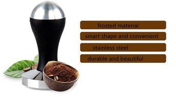 Solid Stainless Steel Rose Wood Coffee Tamper Barista Espresso Tamper Coffee Bean Press (49MM, stainless steel) N2