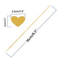 Love Heart Cupcake Toppers, Gold Glitter Heart Large Cupcake Toppers for Golden Wedding, Weddings, Bridal, Baby... N2