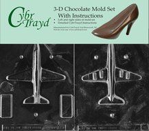 Cybrtrayd M079AB Chocolate Candy Mold, Includes 3D Chocolate Molds Instructions and 2-Mold Kit, Medium 3D Airplane