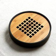 CCWY Water storage at home daily tea round Fang Gan tray Kung Fu bamboo ceramic tea set four small trays,Stoneware... N3