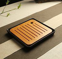 CCWY Water storage at home daily tea round Fang Gan tray Kung Fu bamboo ceramic tea set four small trays,Stoneware... N5