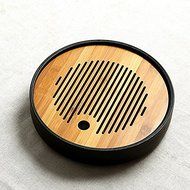 CCWY Water storage at home daily tea round Fang Gan tray Kung Fu bamboo ceramic tea set four small trays,Stoneware... N6