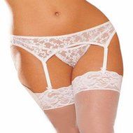 Stockings ，Beautyvan Comfortable Women's White Lingerie Set Garter-belt G-string Stockings N3