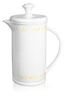 The French Press Coffee Company Porcelain &amp; Stainless Steel Bow-handle French Press - Borders Orange N3