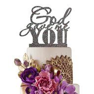 Sugar Yeti Made In USA Wedding Cake Topper God Gave Me You #22 Gold Mirror N15
