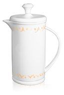 The French Press Coffee Company Porcelain &amp; Stainless Steel Bow-handle French Press - Borders Orange N5
