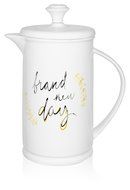 The French Press Coffee Company Porcelain &amp; Stainless Steel Bow-handle French Press - Borders Orange N6