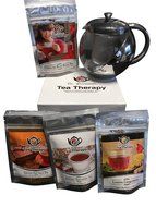Stainless &amp; Glass Tea Pot with Infuser and 4 Great Flavored Organic H N2