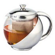 Stainless &amp; Glass Tea Pot with Infuser and 4 Great Flavored Organic H N3