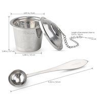 OUNONA Tea Strainer Loose Tea Infuser 304 Stainless Steel Tea Steeper (Set of 2) with Tea Scoop and Drip Trays N3