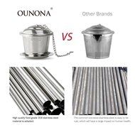 OUNONA Tea Strainer Loose Tea Infuser 304 Stainless Steel Tea Steeper (Set of 2) with Tea Scoop and Drip Trays N4