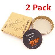 Excelity&reg; Non-Stick 4-Inch Quiche Pie Pan Removable Loose Bottom Baking Pastry Mold (2 Pack(Round)) N3