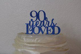 All About Details Blue 90-Years-Loved Cake Topper N4