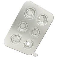 Fat Daddio's Fluted Tart Pan with Removable Bottoms, 6 Cavities