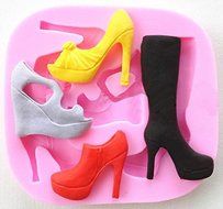 Shoe Assortment 4 Cavity Silicone Mold, Candy, Fondant, Cake Decorating 10 Cavities