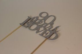 All About Details Silver 90-Years-Loved Cake Topper