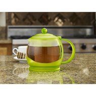 BonJour Tea "Prosperity" Borosilicate Glass Teapot with Plastic Frame, 42-Ounce, Black N5