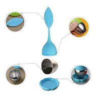 Kaimao Tea Strainer / Tea Infuser Easy to Use and Clean with Silicone Base 6.2(L)x1.8(W)inches---Blue N11