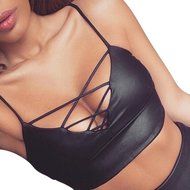 Bra Top ，Beautyvan Comfortable Tank Tops Bustier Bra Vest Crop Top Blouse Leather (S, Black) N3