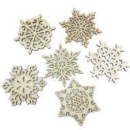 Mziart Set of 6 Snowflake Wood Coasters for Drinks and Coffee, Christmas Cup Mat, Gift Worthy N6