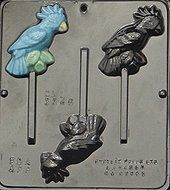 Tropical Bird Cockatoo Lollipop Chocolate Candy Mold 3346