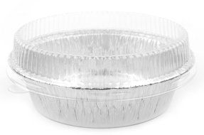 Foil 5 6/8 " Tart Pan Aluminum Foil Mini Pot Pie Tin with Plastic Lids 10 Sets